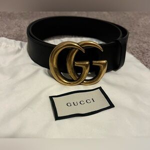 Gucci GG MARMONT WIDE BELT Black, Size 85